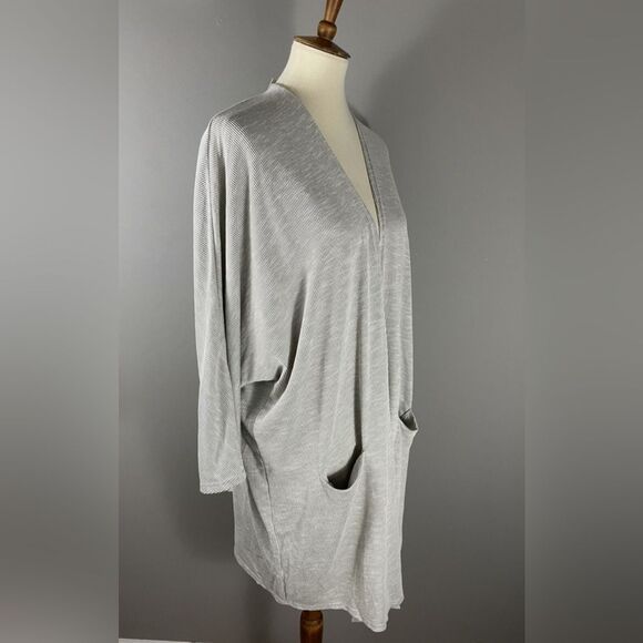 NEW Anthropologie DONNI. Light Gray Open Cardigan OSFA PLUS - Picture 3 of 5